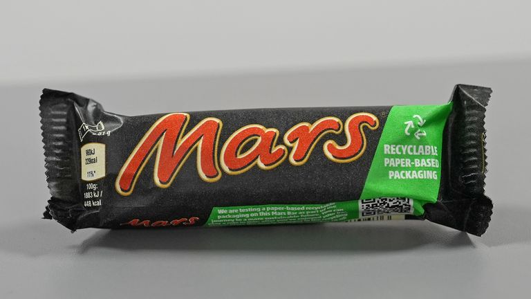 mars bars, recyclable wrapper.